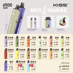 kiss-6500-puffs-vape-flavors KISS一次性電子煙 6500口 - 雙味磁吸正品展示